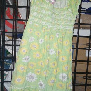 3/$20  Justice Green yellow white and metallic silver Floral Spring Summer Dress